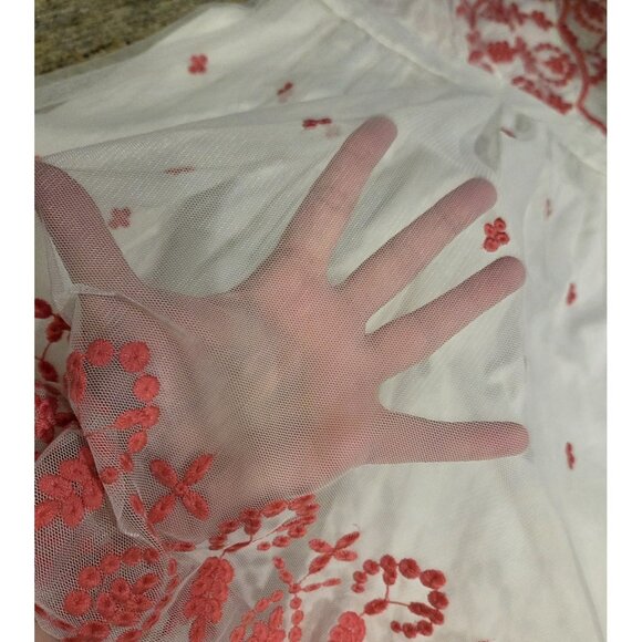 Garnet Hill Size Sz 2 Lacey Overlay Dress Sheer Sleeveless Mini Embroidered Pink - Picture 6 of 14